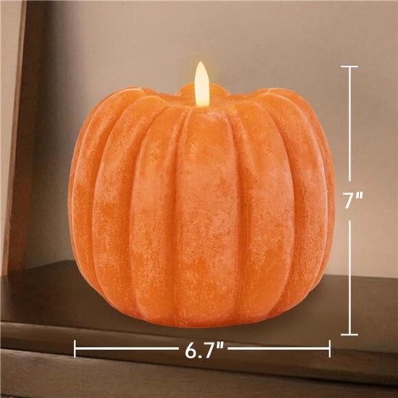 Fall Decorations for Home - Fall Decor - Flickering Flameless Wax Pumpkin LED - Picture 2 of 7